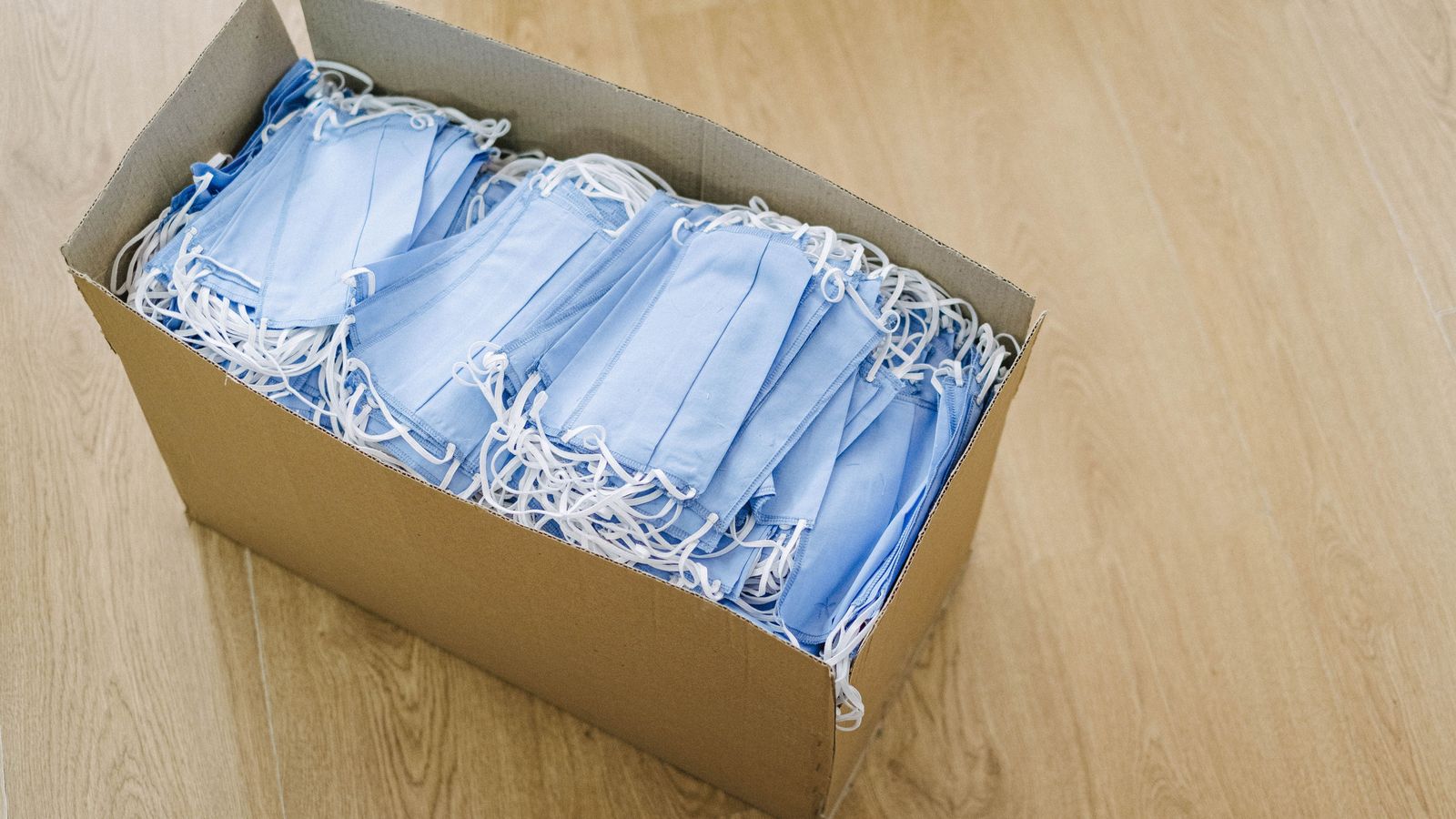 Box of disposable face masks